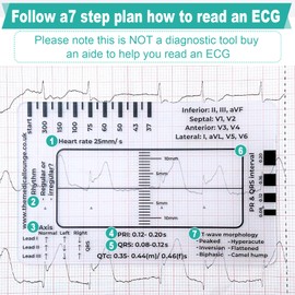 ECG 7 Step Ruler, ECG Plastic Ruler, Transparent EKG Pocket Card Measuring Tool, Pocket sized 8.6cm x 5.4cm, for Students, Paramedics, EMT's, Nurses & Doctors