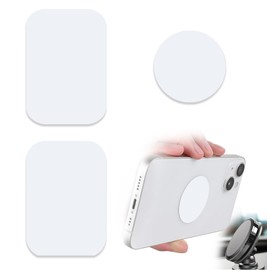 ZYAOTWQZ Phone Magnets for Back of Phone, Universal Metal Plates, 2 Rectangular and 2 Round with Adhesive, car Phone Magnets (White)