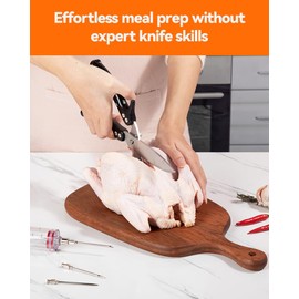 Brigii Kitchen Shear, Stainless Steel Heavy Duty Poultry Shears, Multi-Purpose Kitchen Scissors for Cutting Chicken, Fish, Seafood, and Vegetables-Black