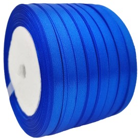 Royal Blue Satin Ribbon 1/4 inch for Gift Wrapping 200 Yards Assorted Thin Fabric Bow Ribbons for Crafts & Hair 6mm Skinny Solid Flower Bouquet Ribbon Bulk for Christmas-Party & Home Decoration