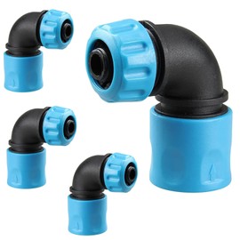 GGesii 4 Pieces 90 Degree Connections, 90 Degree Garden Hose Quick Coupling, 90 Degree Garden Hose Adapter Tap, 1/2 Inch (12-13 mm) for Watering, Car Washing, Watering (Blue)