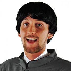 ADULTS 1960'S BOY BAND BOWL CUT WIG IN BLACK PERFECT FOR 1960S 60S COSTUMES OR ANY FANCY DRESS PARTY BOYBAND 60'S HIPPY POP SERGEANT WIG