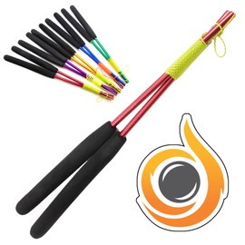 Juggle Dream JD Pro Aluminium 'Metal' Diabolo Handsticks, Fitted With Super Smooth String - Pro Diablo Sticks With Cascade Sticker (Red)