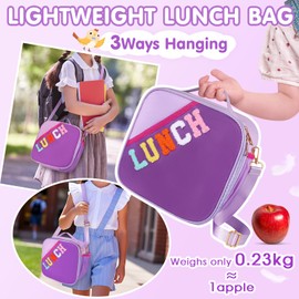 Nsrzua Lunch Bag Kids,Insulated Lunch Bag With Adjustable Shoulder Strap,Reusable Lunch Bag for Kids, Girls,Boys, lunch Bag Women,Preppy Lunch Box for School,Travel, Picnic (dark purple)