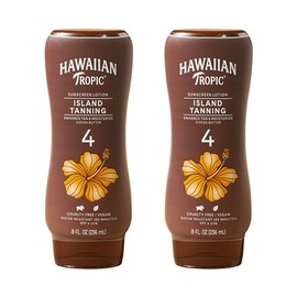 Hawaiian Tropic Hawaiian Tropic Island Tanning Lotion - Outdoor Tanning Lotion with SPF 4, Oxybenzone Free Sunscreen, 8oz, Twin Pack