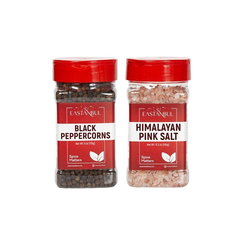 Himalayan Pink Salt and Black Peppercorns Grinder Refill Set