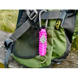 Choose your Saint Key Clip- Pink Paracord Confirmation Key Chain- Backpack/Purse Clip- Catholic New Driver- Carabiner