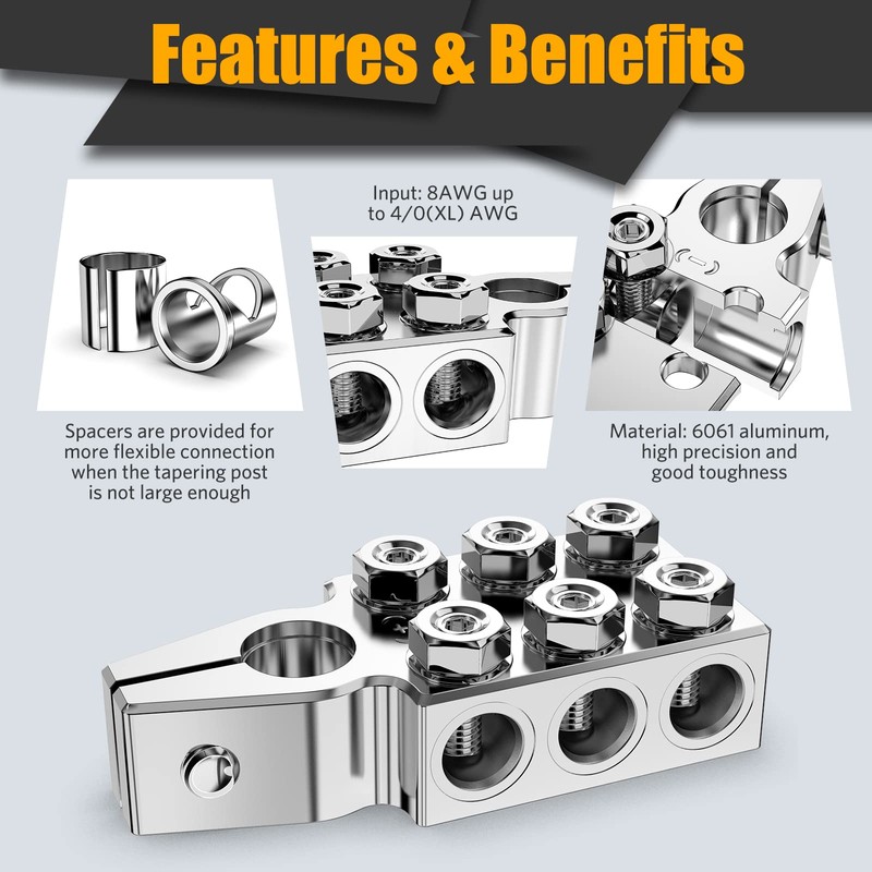 Battery Terminal Connectors, 12-Way Battery Terminal Clamps, BetyBedy Battery Terminals