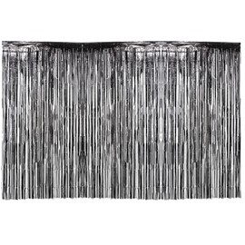 codiarts. Metallic Tinsel Curtains Foil for Birthday Wedding Party Photo Box DIY Photo Booth Decorations Door Window Background Photo Props 3 Pieces Each 1 m x 2 m (Black)