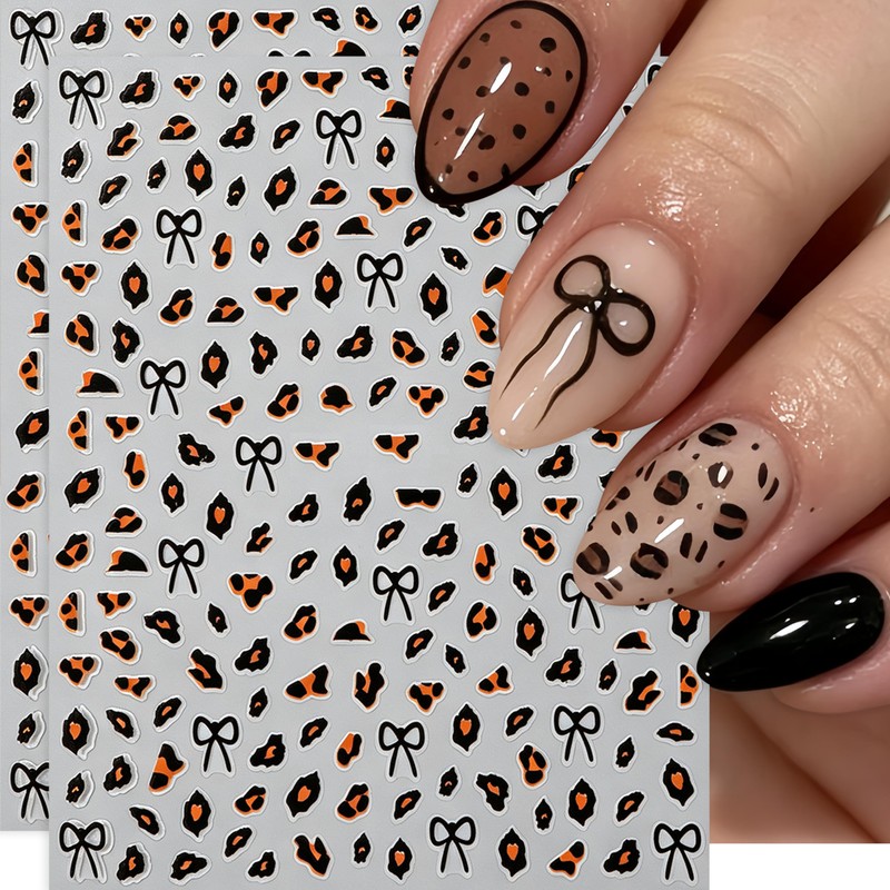 8 Sheets Leopard Nail Stickers 3D Self-Adhesive Cute Leopard Print