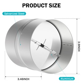 4 Inch Draft Blocker Backdraft Damper Duct Draft Stopper One-Way Airflow Ducting Insert Backflow Preventer Inline Fan Vent Deflector