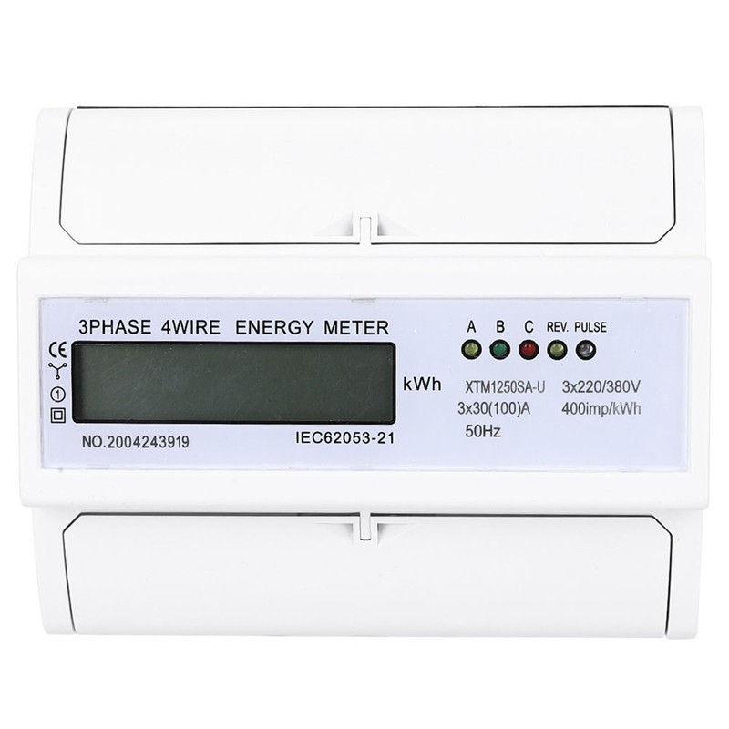 Digital 3 phase 4 Wire 7P Din Rail Electric Meter