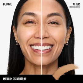 bareMinerals bareMinerals Barepro 24HR Skin-Perfecting Powder Foundation, Matte Pressed Powder Foundation Full Coverage with Plant-Based Squalene, Oil Control, Vegan - Medium 35 Neutral