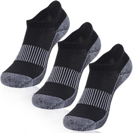 Hissox Copper Infused Socks, Mens Womens Ankle Length Moisture Wicking Anti Smell Black Ankle Socks Soft Cushioned Copper Running Cycling Climbing Sport Socks 3 Pairs Black,L