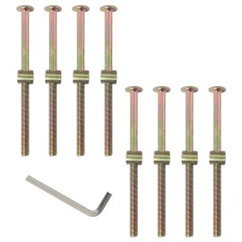 DGBRSM 8PCS M6x100mm Color Zinc Hex Drive Socket Furniture Barrel Screw Nut Furniture Bolt and Barrel Nuts Hex Drive Socket Cap Furniture Barrel Screws Bolt Nuts for Beds Chairs HeadBoards with Wrench