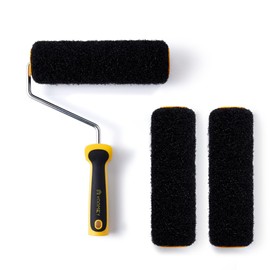 Voomey 3 Pcs 9 Inch Drywall Compound Roller Cover with 1 Pcs Paint Roller Frame, Drywall Texture Brush, Suitable for Covering Wall and Ceiling Surfaces
