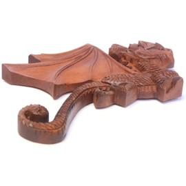 Brave Wings Hand Carved Wooden Dragon Relief Panel ~ Winged Dragon 9 ~ OOAK Ornament Sculpture Figurine Statue Unique Wall Decoration Home Decor Gift for Christmas and Birthdays ~ 4314
