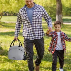 Volumoon Lunch Bag, Insulated Lunch Bags, Portable Lunch Bag with Strap, Waterproof Lunch Bag, Cool Bag, Small, Lunch Carry Bag for Snack Bag, Picnic, School, Work (Black)