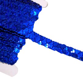 Flat Glitter Sequin Trim, Royal Blue Sequin Braid Trim, Sequin Ribbon Trim, Paillette Fabric Ribbon for Crafts Sewing Decoration, 1.5cm*13m