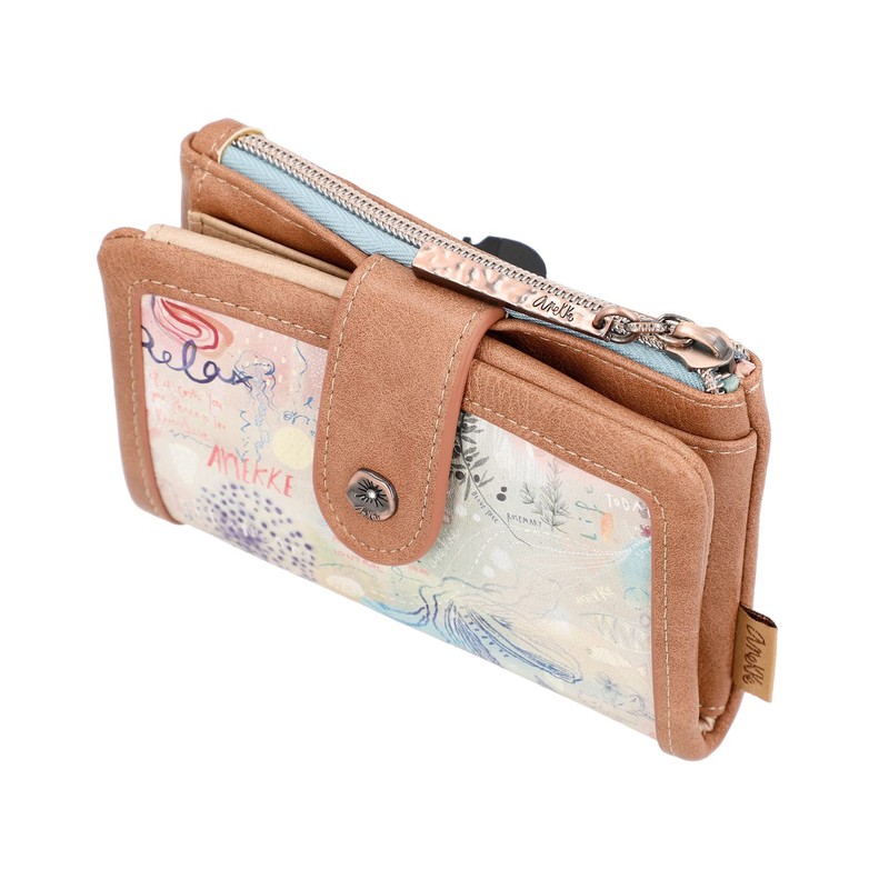 Anekke,Women's Purse,Medium Wallet,Leatherette Wallet with 2 Compartments and Zip Closure