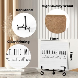 Home Decor, Quiet The Mind And The Soul Will Speak Sign, Desk Decorations For Office Home Living Room, Yoga Room Meditation Room Decor, Shelf Decor, Inspirational Gifts, Wooden Plaque With Stand (B06)