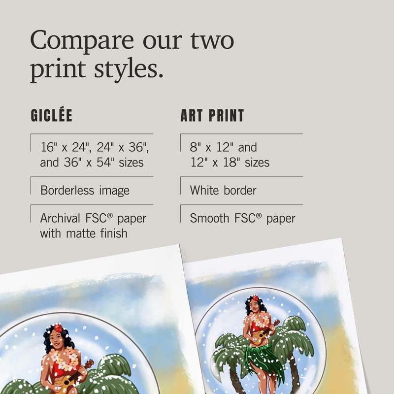 Lantern Press 24x36 Inch Giclee Print, Hula Girl in Snow