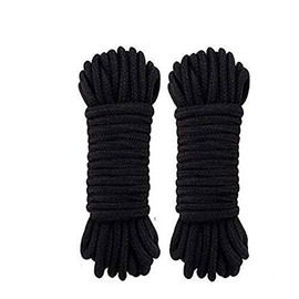 WYSUMMER 8 mm Cotton Rope, Cotton Cord, 2 Rolls 10 Metres, Soft Cotton Knot Tie Rope, Twisted Mooring Rope Made of Cotton (Black)