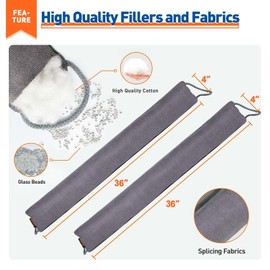 MAGZO Door Draft Stopper, 72 Inch Under Door Draft Blocker Noise Stopper, Weighted Wind Blocker Draft Guard for Bottom of Door, Gray