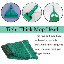 Commercial Mop Head Replacement,Green Cotton Looped End String, Wet Industrial Cleaning Vintage Mop Head Replacements Refill, Machine Washable - Ideal Refill for Commercial Grade Mops(Pack of 5)