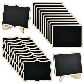Pack of 20 Small Chalkboard with Stand, Mini Chalkboard Small with Erasable Chalk Marker, Small Boards for Writing on, Small Board Wooden Signs for Place Cards Wedding, Price Tags Buffet Signs