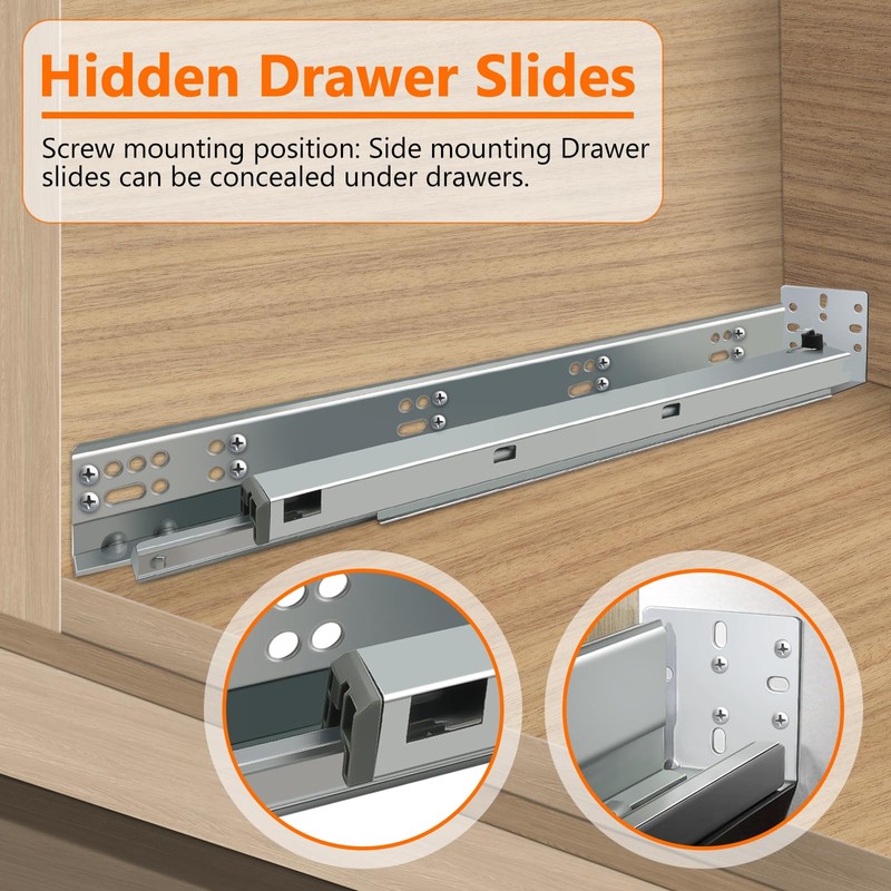 4Pair 8PCS Undermout Drawer Slides 12 15 18 21 Inch