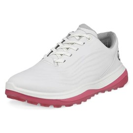 ECCO Women's LT1 Hybrid Waterproof Golf Shoe, White/Bubblegum, 7-7. 5