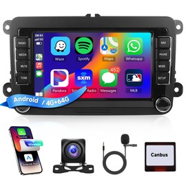4+64G Android Car Radio for VW Passat Golf MK5 MK6 Jetta T5 EOS Polo Touran Seat Sharan Wireless Carplay Android Auto, 7'' Touchscreen Head Unit with Mirror Link WiFi GPS Bluetooth FM EQ Rear Camera