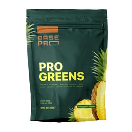 Pro Greens Pro Greens - Pineapple | Base Pro Nutrition | 300 grams - 30 servings | Vegan, Non-GMO, Gluten-Free, Soy-Free, Dairy-Free | Greens, Greens Powder, Greens Blend | Healthy Digestive System, Provides Antioxidant Support, Detoxifies | Spirulina, Spinach, Alfalfa, Barley |