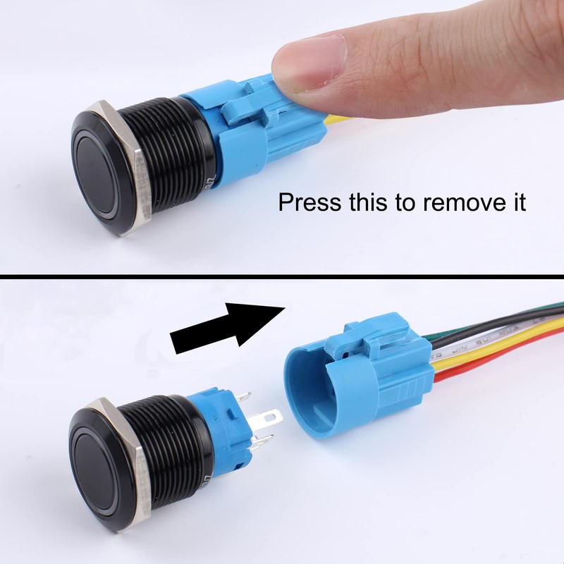DMWD 2PCS 19MM Momentary Push Button Switch 12V-24V LED Indicator