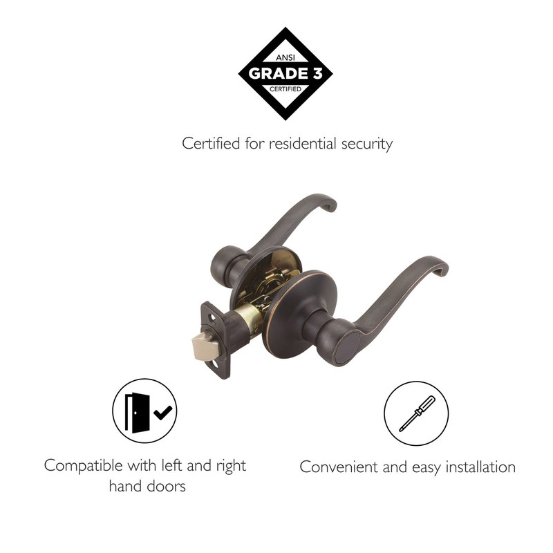 Design House 740373 Scroll 2 Adjustable Passage Door Lever, Oil