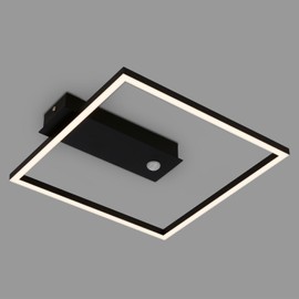 BRILONER - LED Ceiling Light Frame, LED Ceiling Light with Warm White Light Colour, Lamp with Sensor, Living Room Lamp, Bedroom Lamp, 320 x 300 x 50 mm (L x W x H), Black