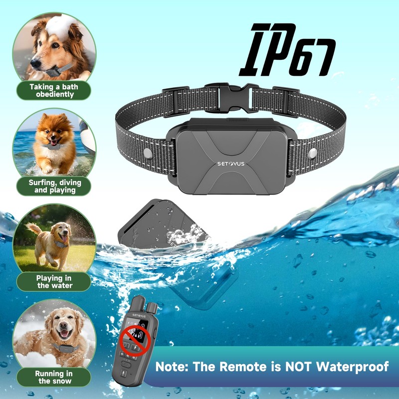 S-ETOVUS Dog Training Collar, 4500 FT Waterproof Bark Collar,Shock Collar