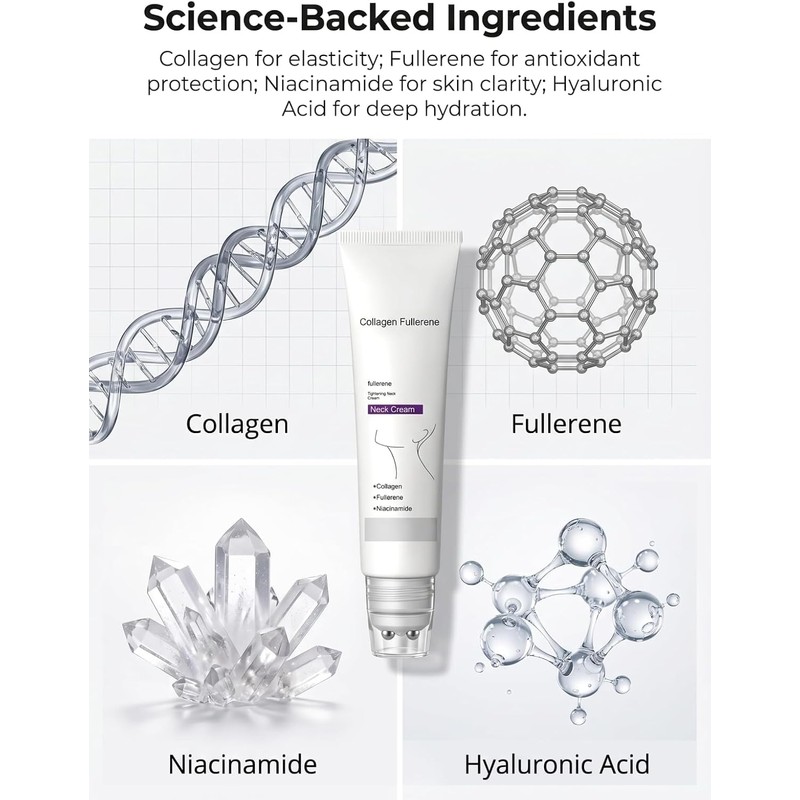 Crema de Cuello con Fullerene y Colágeno, Reafirmante con Rodillo,