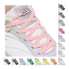 Handshop 2 Pairs of No Tie Shoelaces - Elastic Shoelaces with Metal Capsules - Shoelaces Quick Release for Adults and Children Trainers (Pink 120 cm)