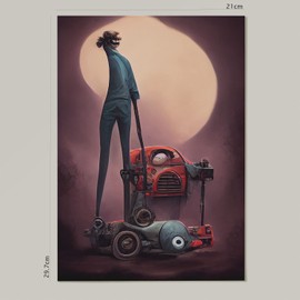 Nacnic Mechanic in T. Burton style. Illustrations of Jobs and Trades inspired by Burton's Dark and Goth art. Interior Design and Decoration. Size A4