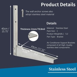 Heavy Duty Mini Split Wall Mounting Bracket Outside,Stainless Steel AC Support Bracket for 9000-24000 BTU Air Conditioners,Minisplit Condenser Wall Mount Holds Up to 400lbs