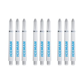 RED DRAGON Gerwyn Price Iceman White with blue Signature Medium Nylon Shafts with ring - 3 sets per pack (9 stems in total)