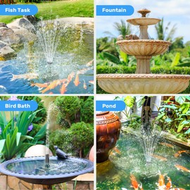 Antfraer Solar Fountain Pump for Bird Bath, 6.5W Solar Fountain with Dry-Run Protection, Solar Water Fountain with Double-Layer Nozzles & 5Ft Tubing for Small Pond Bird Bath Garden DIY Water Feature