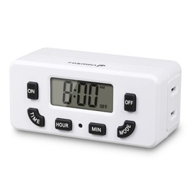 Fosmon Digital Timer for Electrical Outlets, Indoor 24 Hour Light Timer Programmable, Mini Plug in Outlet for Lamps, Fans, Grow Lights, 2 On/Off Programs, 15A/1875W, ETL Listed