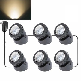 yoosuml Fountain Lights, Submersible Pond Lights Warm White Underwater 12 LEDs Landscape Spotlights IP68 Waterproof for Garden Yard Aquarium Pond Fountain Waterfall, (Set of 6)