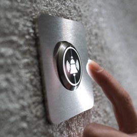 XL LED Push Button with Bell Symbol Made of V2A Stainless Steel Installation Diameter 40 mm with Colour-Illuminated Flat LED Push Button Waterproof IP67 AC/DC Yellow