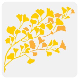 FINGERINSPIRE Stencil for Ginkgo Tree Branches 30 x 30 cm Ginkgo Leaf Large Stencils Ginkgo Leaves Drawing Stencils Reusable Autumn Plants Painting Templates for Fabric Tiles Floors Furniture Wood