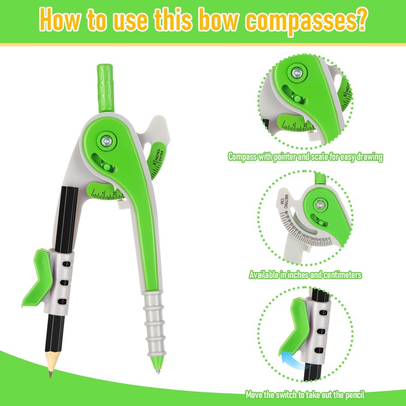 EBOOT Student Geometry Math Set, Drawing Compass and 6 Inch