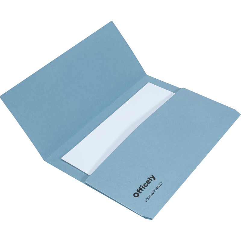 Officely Foolscap Document Wallets 285gsm - Blue (Pack of 5)